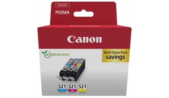 Canon CLI-521 tindikasseti komplekt, 3 värvi