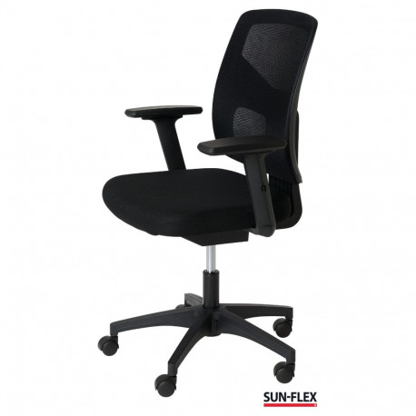 Töötool SUN-FLEX Officechair MESH 250305, võrkkangast seljatugi, 4D regul.käetoed/ must kangas+must