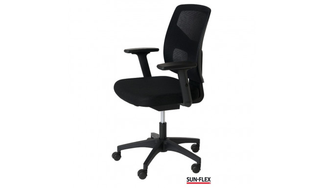 Töötool SUN-FLEX Officechair MESH 250305, võrkkangast seljatugi, 4D regul.käetoed/ must kangas+must 