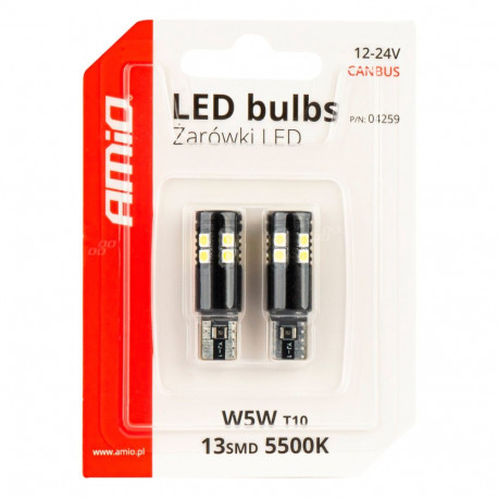 Led pirnid 2tk 13SMD W5W T10 3030 12/24V