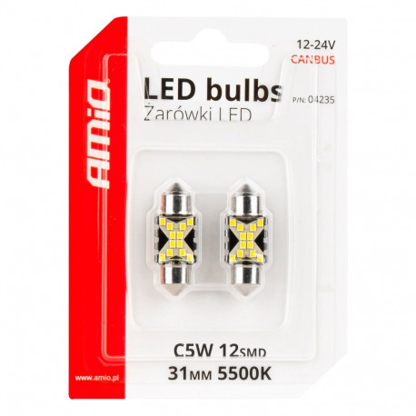 Led pirnid 2tk 12SMD C5W 2016 31mm 12/24