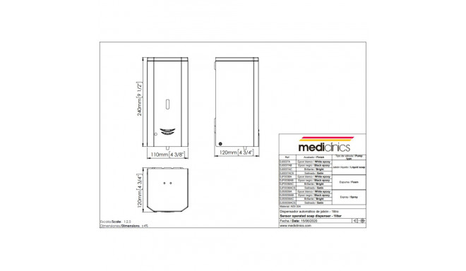 MEDICLINICS DJ0037AB Muilo Dozatorius, Nerūdijantis Plienas, Juoda Epoksidinė