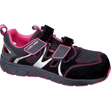 Sandały damskie zamsz/dzian. czar-róż, s1 src,"36", ce,lahti