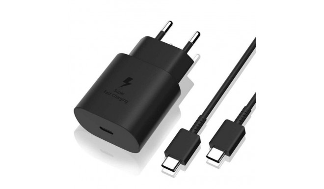 Samsung EP-TA800EBE adaptiivne 25W USB-C 2A kiire laadija + USB-C 1m kaabel must (OEM)