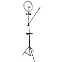 iLike S14 LED 30W Selfie 36cm Ring Light Lamp + Tripod Stand 2.1m + Shelf & 3x phone / Mic Holder Bl