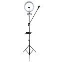 iLike S12 LED 20W Selfie 31cm Ring Light Lamp + Tripod Stand 2.1m + Shelf & 3x phone / Mic Holder Bl