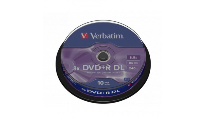 Verbatim DVD+R 8.5GB Matt Silver Cake Box 10