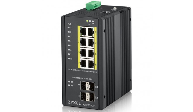 "8+4P Zyxel RGS200-12P POE industrial"