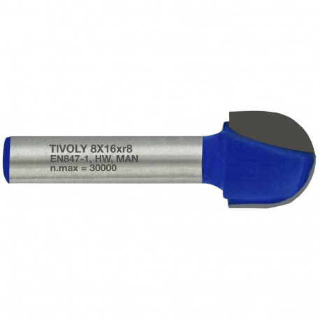 Radius groove cutter 16x8 mm, 8mm shank