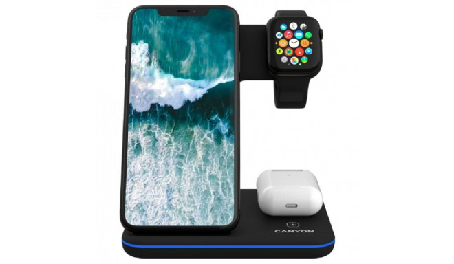 CANYON WS-303 3in1 Wireless charger  with touch button for Running water light