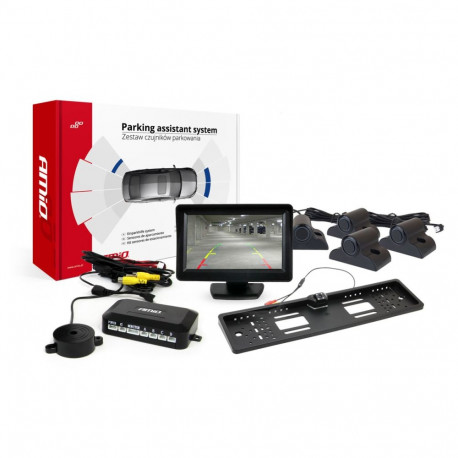 Parkimisandurite komplekt TFT01 4,3" kaamera HD-402-LED 4 musta andurit veoauto
