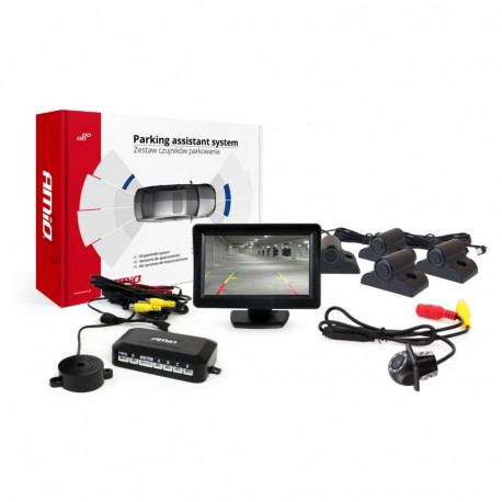 Tft01 4,3" parkimisandurite komplekt hd-305-led kaameraga 4 musta andurit veokile