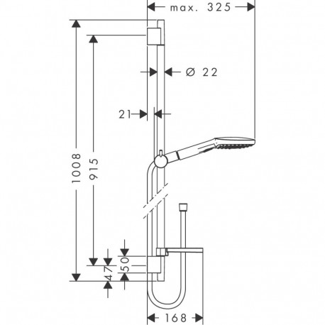 Shower set Hansgrohe Raindance Select E 120 3jet 0.90 m, 26621000