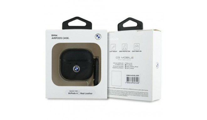 BMW BMA4SSLBK AirPods 4 kate must ehtne nahk hõbedane logo
