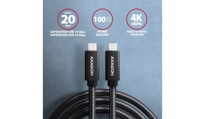 AXAGON Data and charging USB 2.0 cable | BUCM32-CM10AB | USB Type-C to USB Type-C