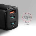 AXAGON GaN seinalaadija 3 pordiga (USB-A + 2x USB-C), 65W | ACU-DPQ65
