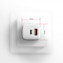AXAGON Seinakontakti Laadija 2x Porti (USB-A + USB-C), 20W | ACU-PQ20W