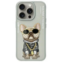 Nimmy iPhone 15 Pro Max 6.7" ümbris hall/pruun Klaas Koer Prillidega