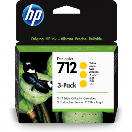 "HP 712 3-Pack 29-ml Yellow DesignJet Ink Cartridge"