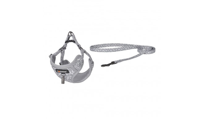 Dogness walking set leash 1,5m+harness for dog (light gray)
