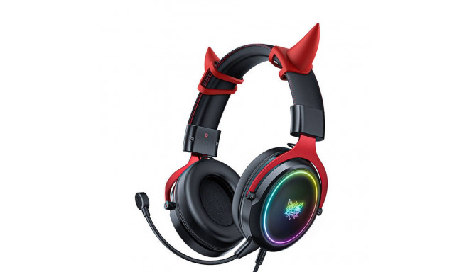 ONIKUMA X10 gaming headphones Black and red Demona pinks