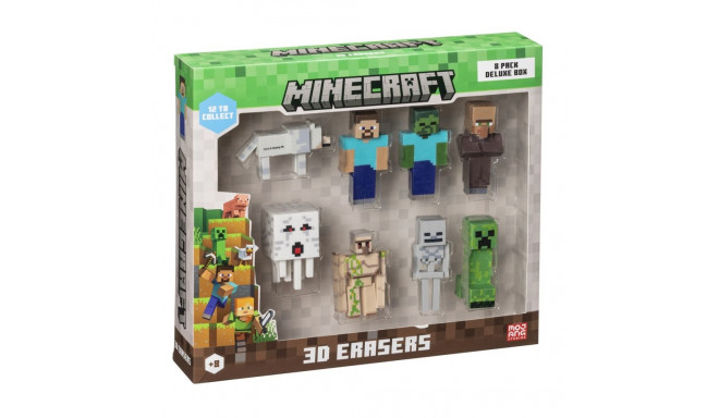 MINECRAFT 3D ERASERS - 8 PACK DELUXE BOX VER.A