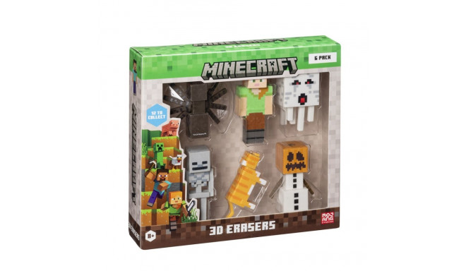 MINECRAFT 3D ERASERS - 6 PACK DELUXE BOX VER.B