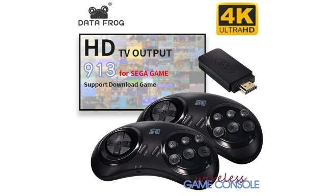 Data Frog Y2 SG900 16bit Retro Game Hdmi stick console with Sega games x2 wireless controllers Black