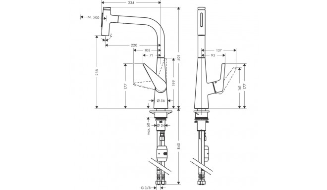 Kitchen mixer with pull-out hose Hansgrohe Talis Select M51 72823000