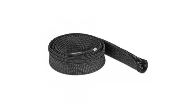 DeLOCK Braided Sleeve with zip fastener heat-resistant 1 m x 30 mm black