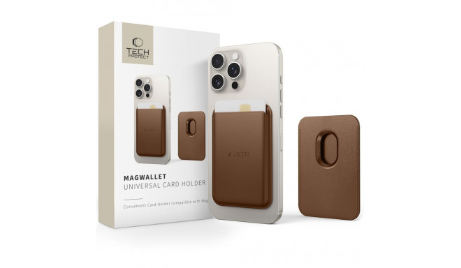 TECH-PROTECT MAGWALLET MAGSAFE UNIVERSAL MAGNETIC CARD HOLDER BROWN