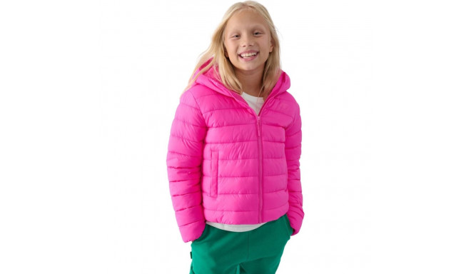 Girls' down jacket 4F F449 fuchsia 4FJWAW24TDJAF449 55S 152cm