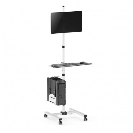 Maclean professional laptop stand cart, mobile computer workstation on wheels, max 17"-32", max 20kg
