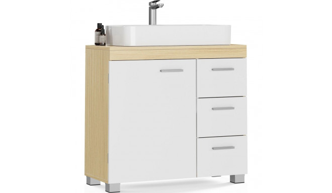 Vasagle Bathroom cabinet with 3 large drawers, 2 compartments behind doors, bathroom cabinet with le