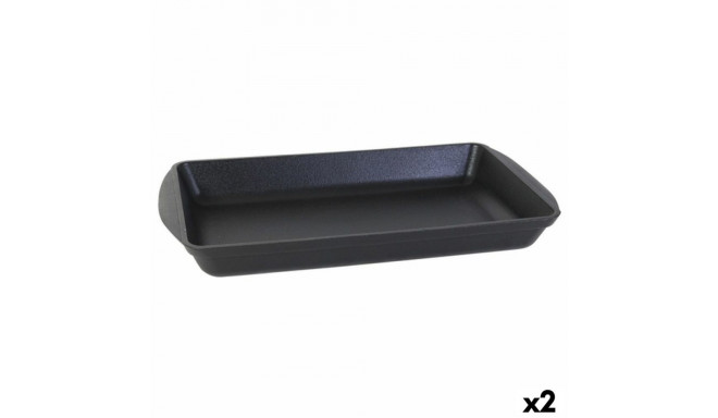 Serving Platter Inde Cast Iron Black 50 x 30 x 6,5 cm (2 Units)