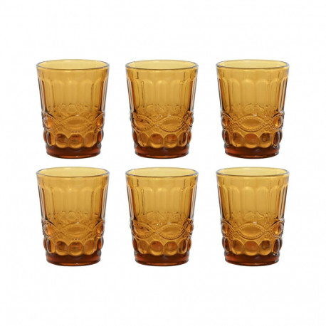Glāžu komplekts Home ESPRIT Dzintars Stikls Ar reljefu 240 ml (6 gb.)