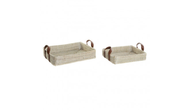 Basket set DKD Home Decor Natural Fibre Natural Urban 41 x 32 x 9 cm