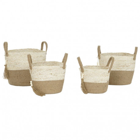 Basket set Home ESPRIT Natural Light brown Jute Corn fiber Modern 40 x 40 x 41 cm