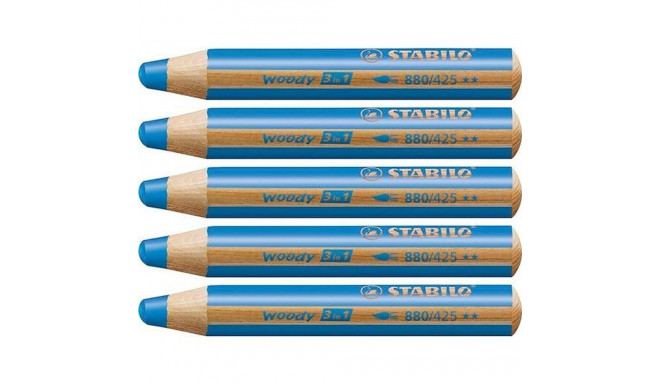Colouring pencils Stabilo Woody Blue 3-in-1 (5 Units)