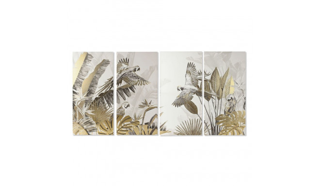 4 maali komplekt Home ESPRIT Beež Kuldne Troopiline 280 x 3,2 x 140 cm