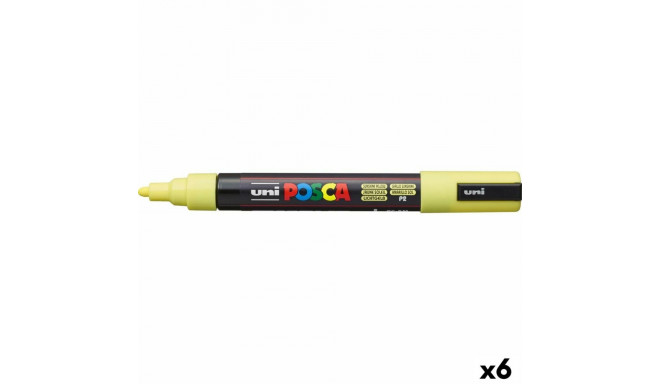 Маркер для акриловой краски POSCA PC-5M Жёлтый 1,8-2,5 mm (6 штук)