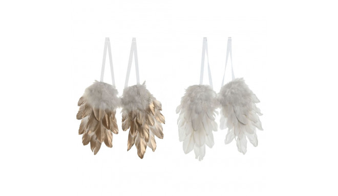 Hanging decoration Home ESPRIT White Golden Feather 28 x 4 x 33 cm (2 Units)