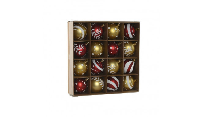 Ёлочные шарики Home ESPRIT Красный Позолоченный PVC 25 x 6 x 25 cm (16 Предметы)