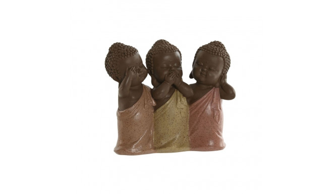 Decorative Figure Home ESPRIT Orange Coral Lime Resin Buddha Oriental 15,5 x 6 x 13 cm