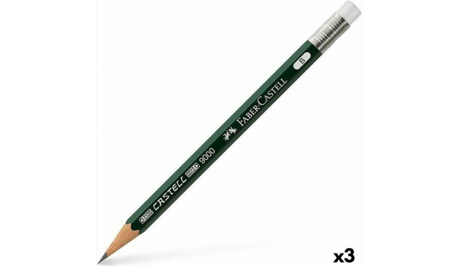 Pliiats Kustutuskummiga Faber-Castell 9000 B Kuusnurkne B (3 Ühikut)