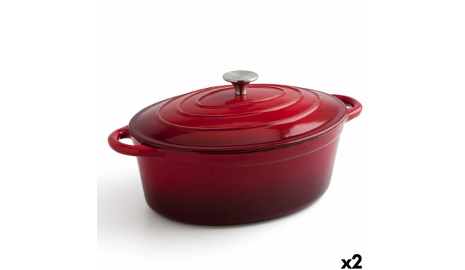 Casserole with lid Bidasoa Fierro Red 4,3 L 30 x 23 cm (2 Units)