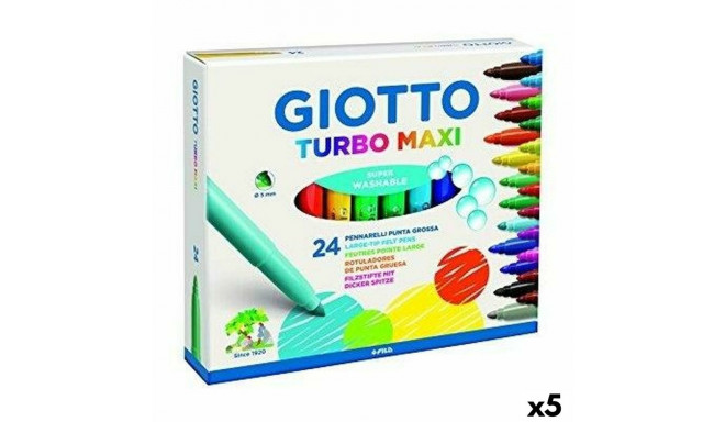 Felt-tip pens Giotto Turbo Maxi Multicolour (5 Units)