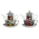 Чайник Home ESPRIT Синий Белый Стеклянный Фарфор (2 штук)
