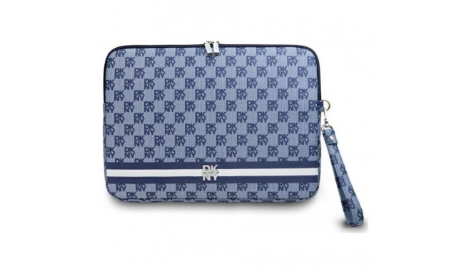 DKNY Sleeve Checkered Pattern Printed Stripes 14" Laptop Case - Blue