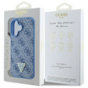 Etui Guess Hardcase Leather 4G Triangle Strass MagSafe na iPhone 16 - niebieskie